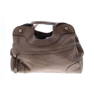 Furla Taupe Leather Hobo Shoulder Bag Top Handle‎ Lock Accent Oversized Classic